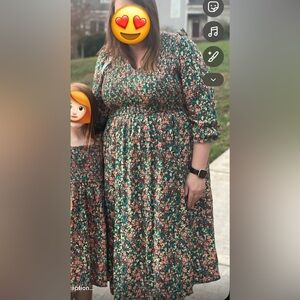 J. Crew V Neck Smocked Midi Dress in Old Forest Coral Floral